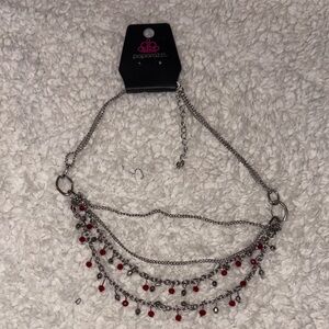 Paparazzi Chic Silver and Red Necklace